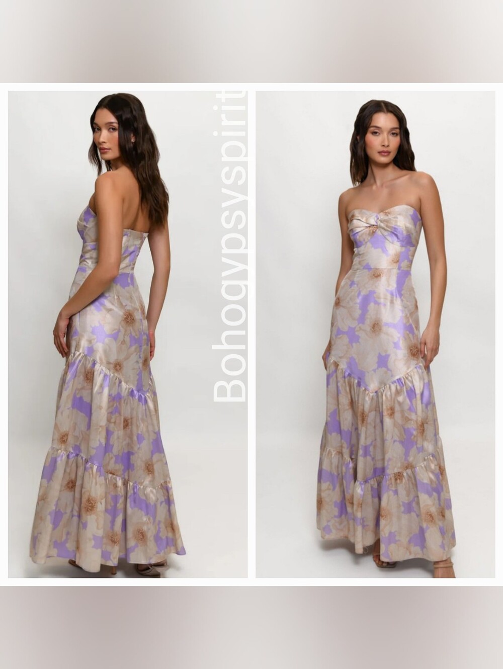 $350 Hutch Lavender Floral Strapless Gown, Size 14